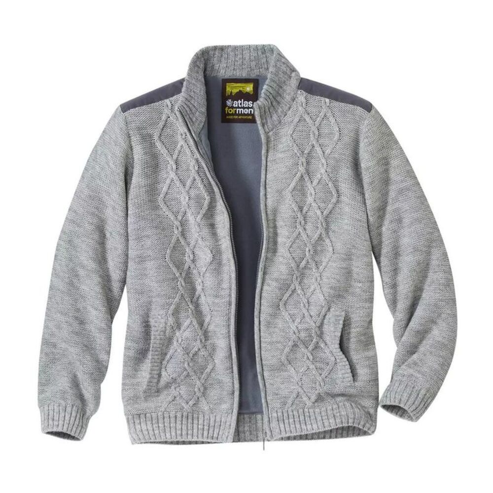 Atlas For Men Mens Knitted Fleece Lined Jacket / Gray